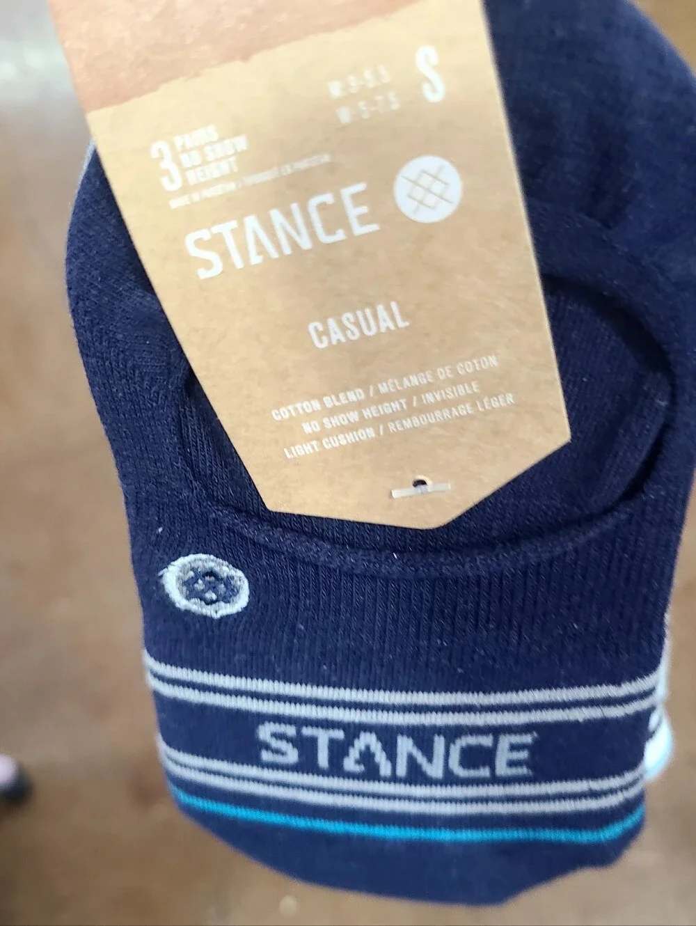Stance Casual Men's No-Show Socks, 3 Pack White, Navy & Gray Small Size